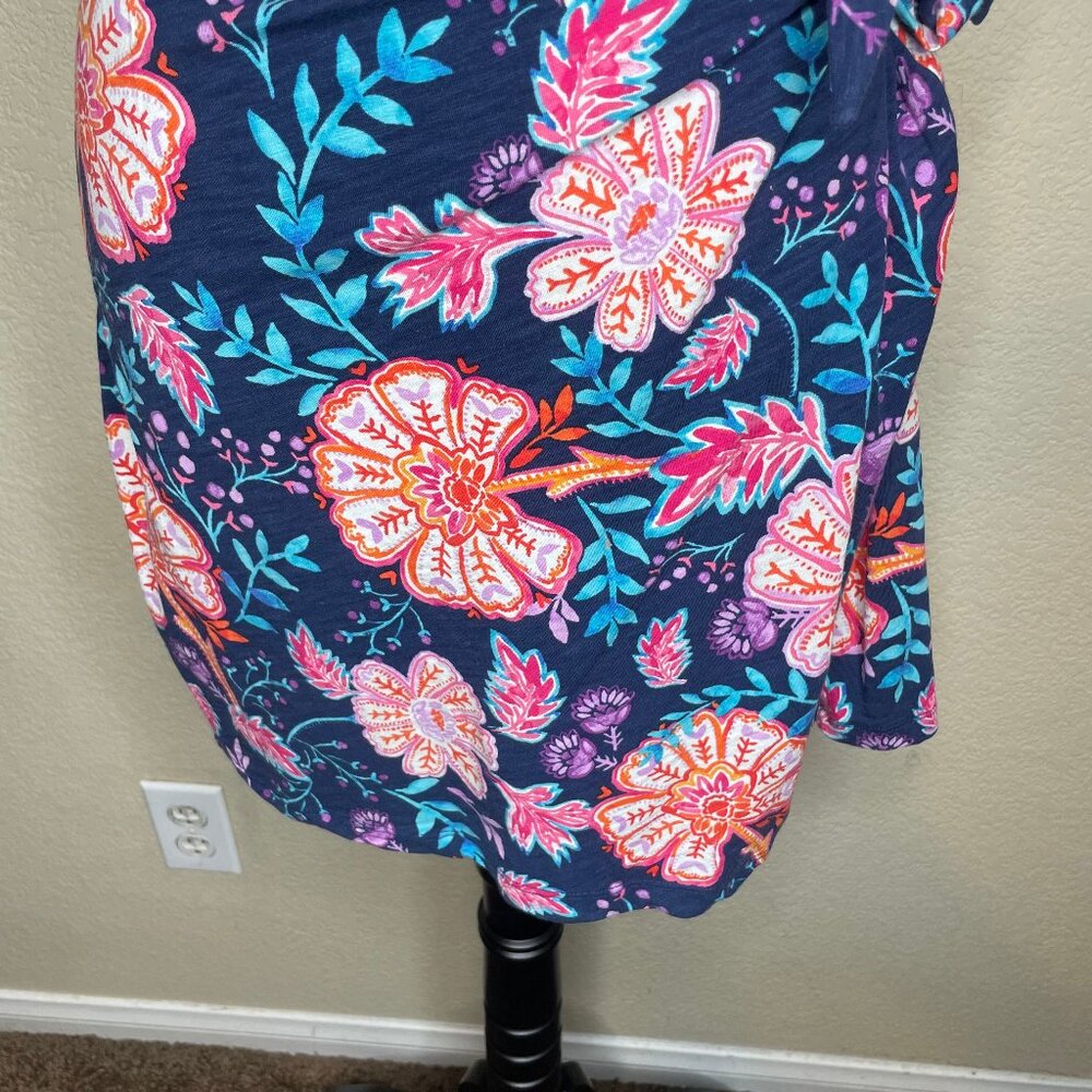 Tommy Bahama Cotton Modal Blend Navy Floral Side Tie Faux Wrap Dress Size S/P - Picture 5 of 12